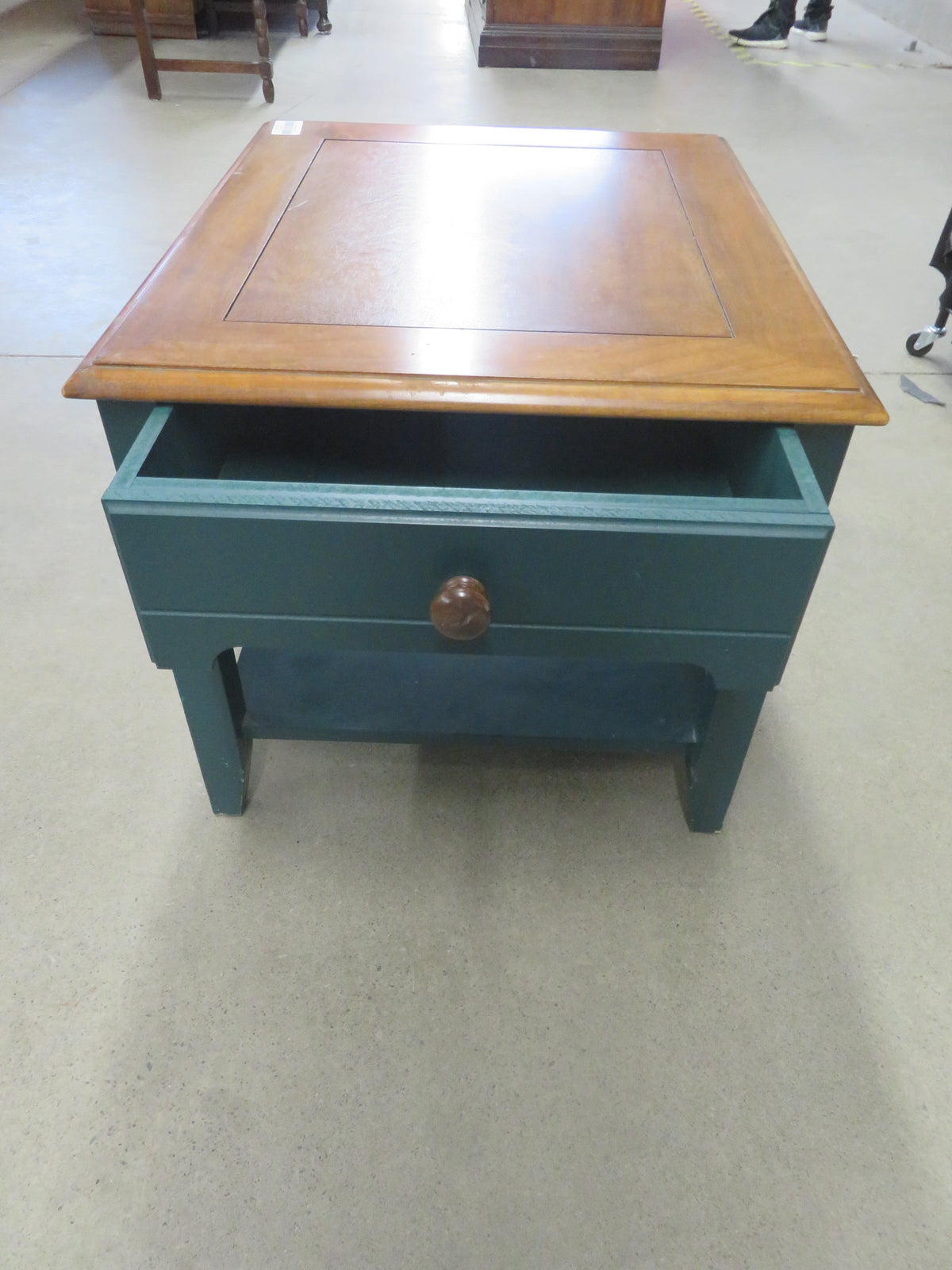 22"W Single Drawer Solid Wood Side Table