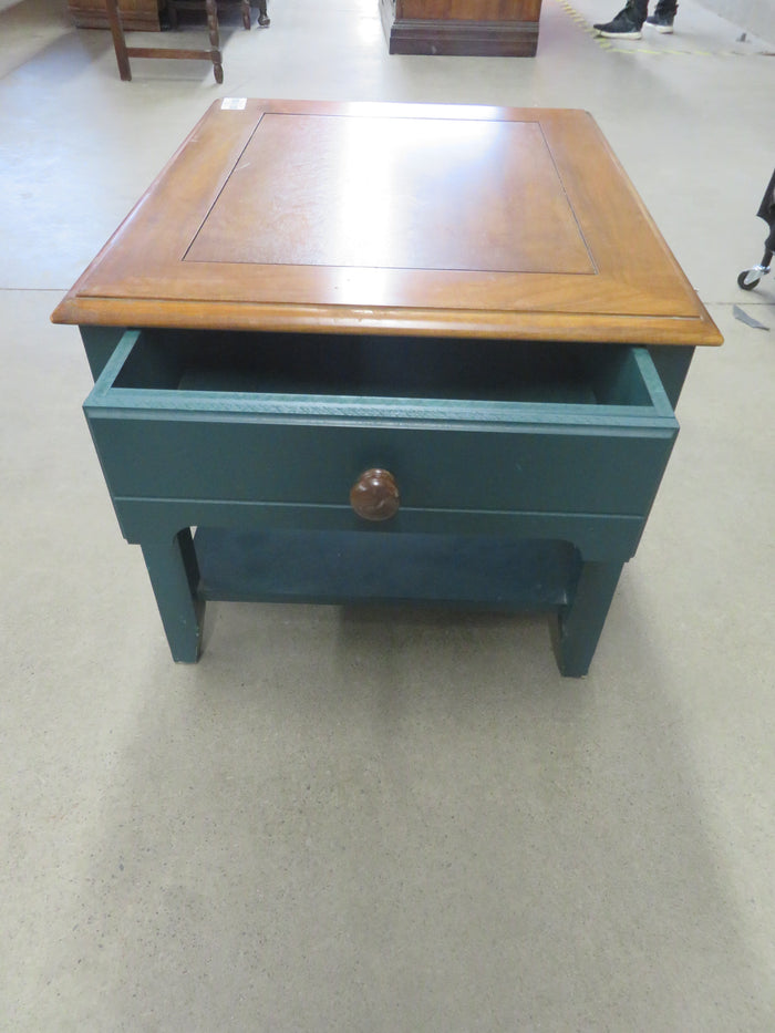 22"W Single Drawer Solid Wood Side Table