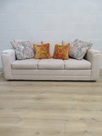 75"W 3-Seat Sofa in Striped Cotton Fabric