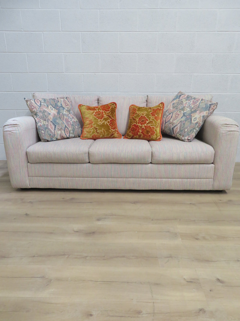 75"W 3-Seat Sofa in Striped Cotton Fabric
