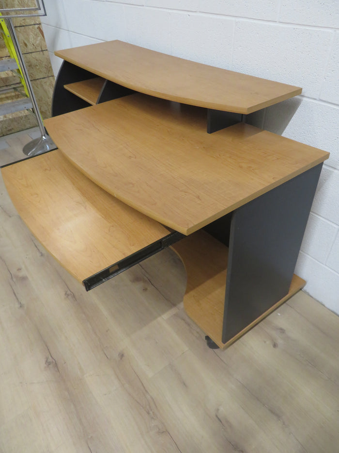 56"W Multi-Tiered Computer Desk on Wheels