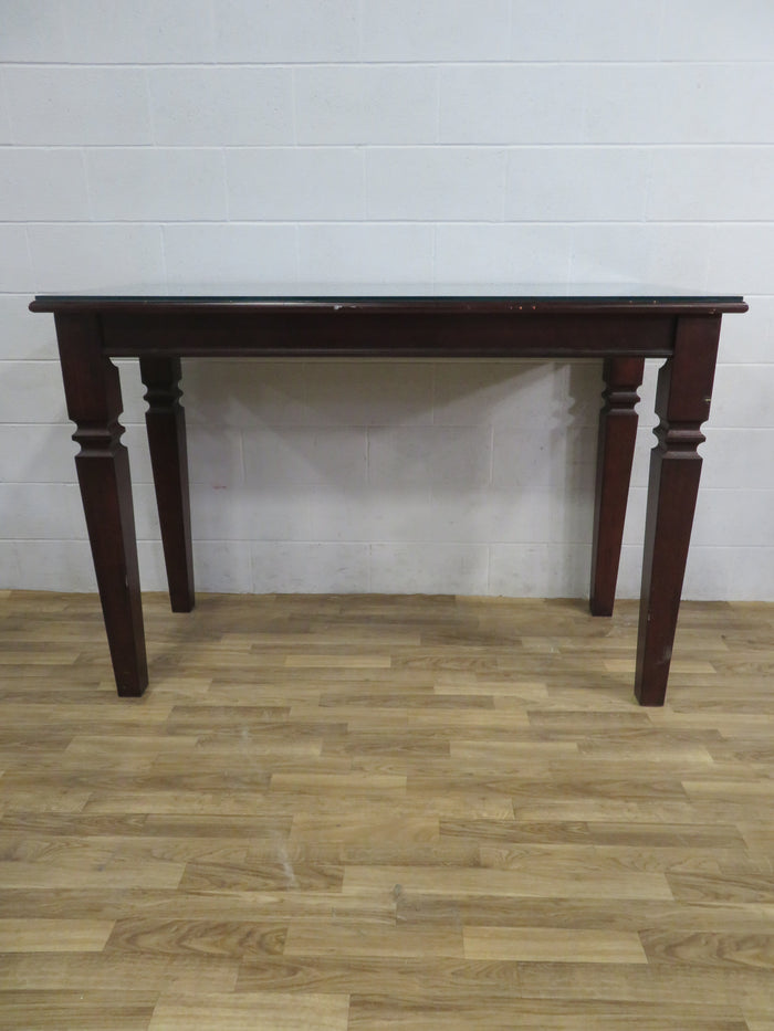 Wooden High Table with Glass Top