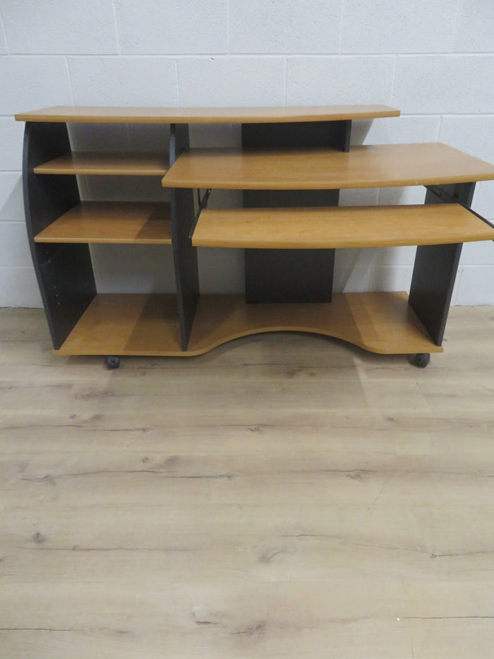 56"W Multi-Tiered Computer Desk on Wheels