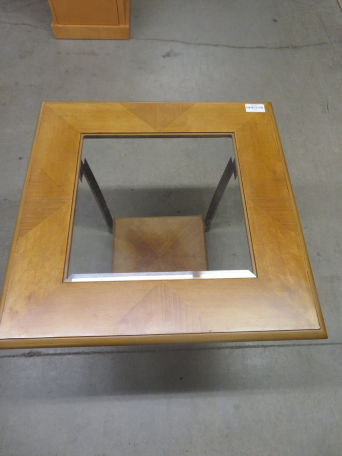 28"W Square Coffee Table with Glass Top