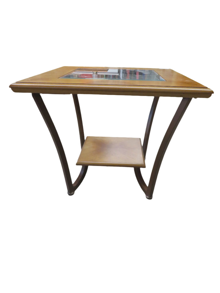 28"W Square Coffee Table with Glass Top