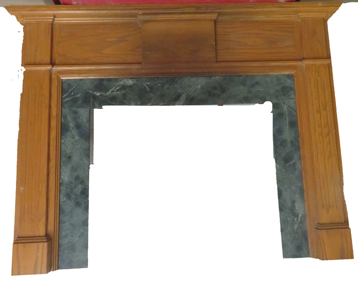 64" Wood with Green Marble Mantel