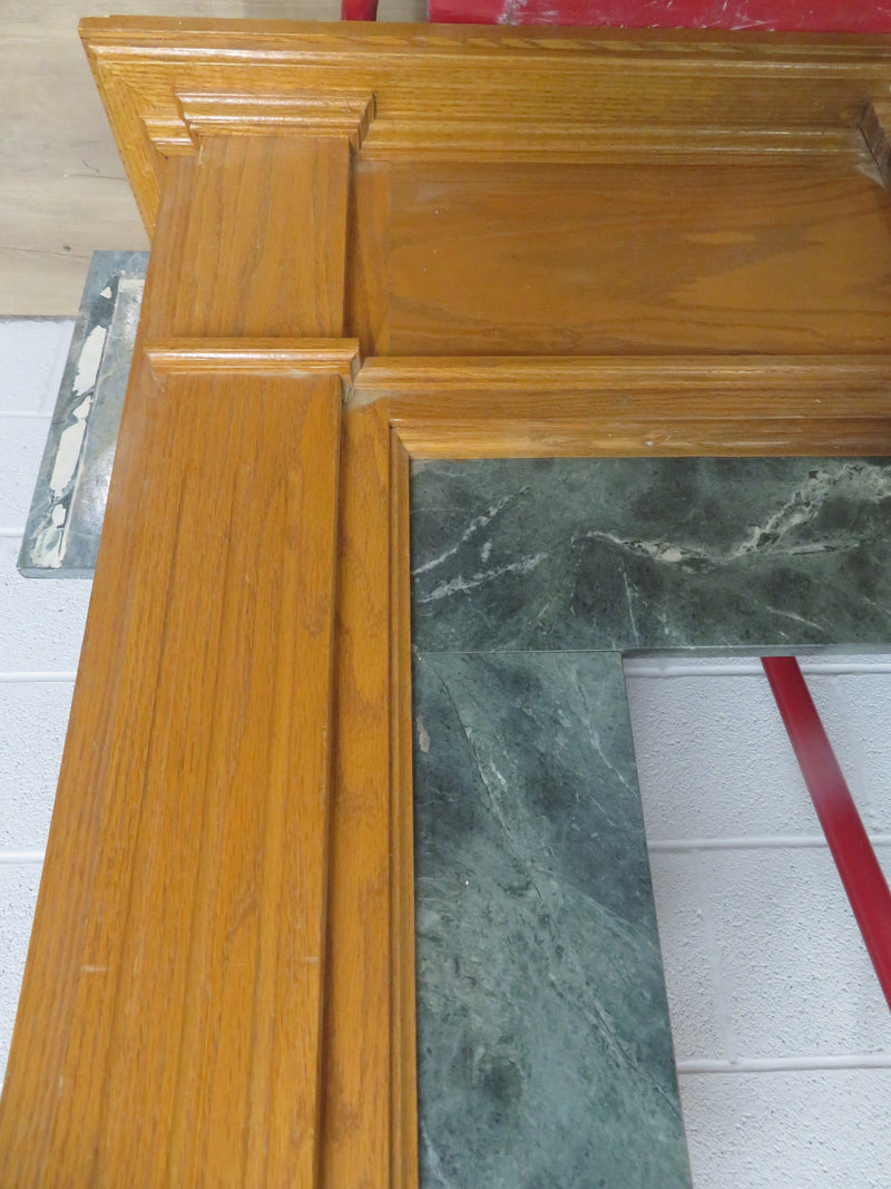 64" Wood with Green Marble Mantel