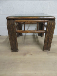 19"W Coffee Table - Glass Top with Rattan Frame