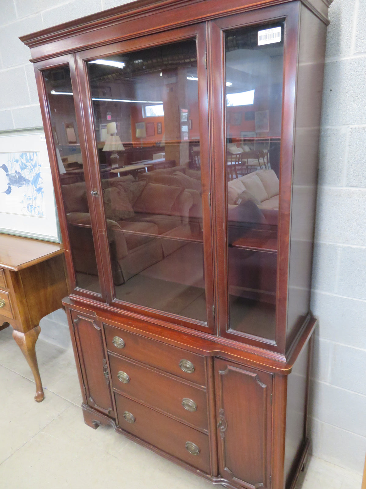 42"W 1-Piece Wooden China Cabinet with Glass Doors