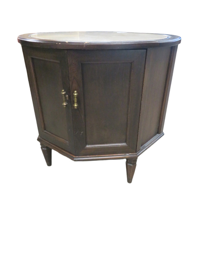 26" Diameter Side Table with Stone Top and Storage