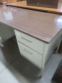 54.5"W Vintage Steel Desk with Four Drawers