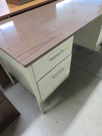 54.5"W Vintage Steel Desk with Four Drawers