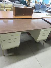 54.5"W Vintage Steel Desk with Four Drawers