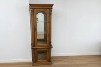 69.5"W Vintage Wooden Curio Cabinet