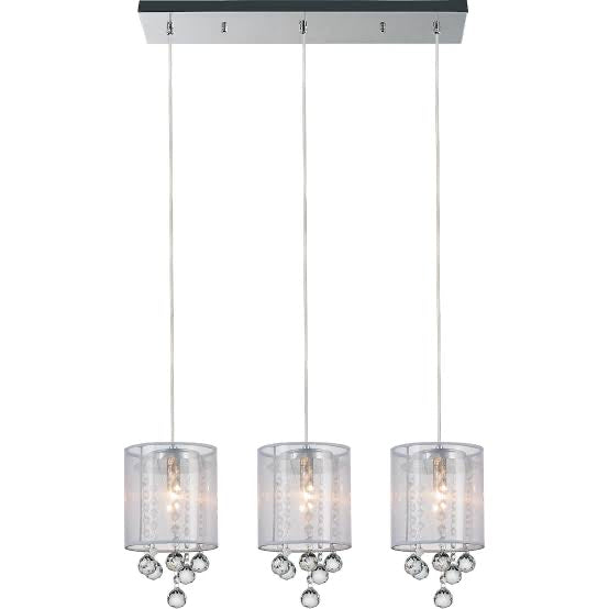 Water Drop 24-inch 3 Light Chandelier with Chrome Finish