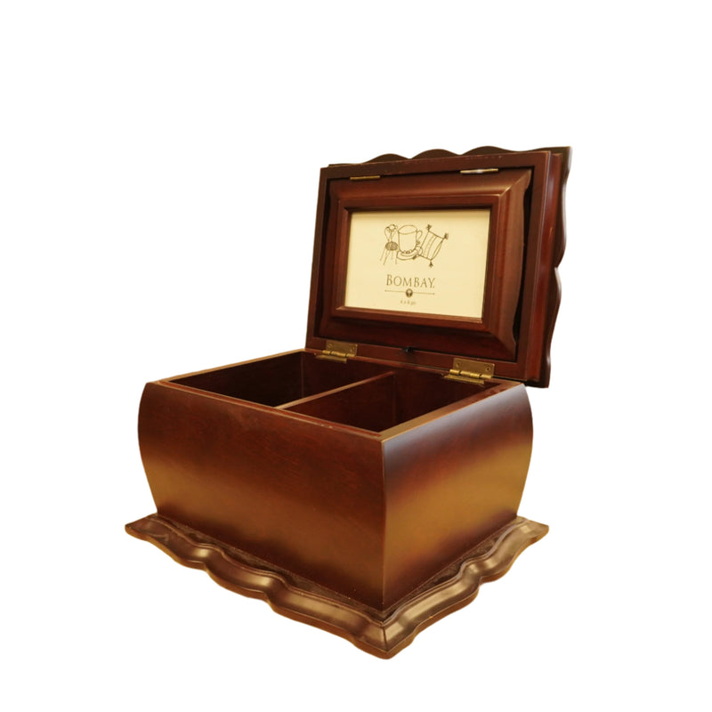 Walnut Jewelry Box with 4x6-inch Photo Frame