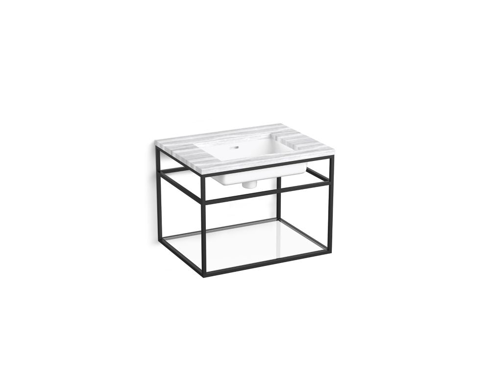 Grid Wall-Hung Vanity Console - Matte Black