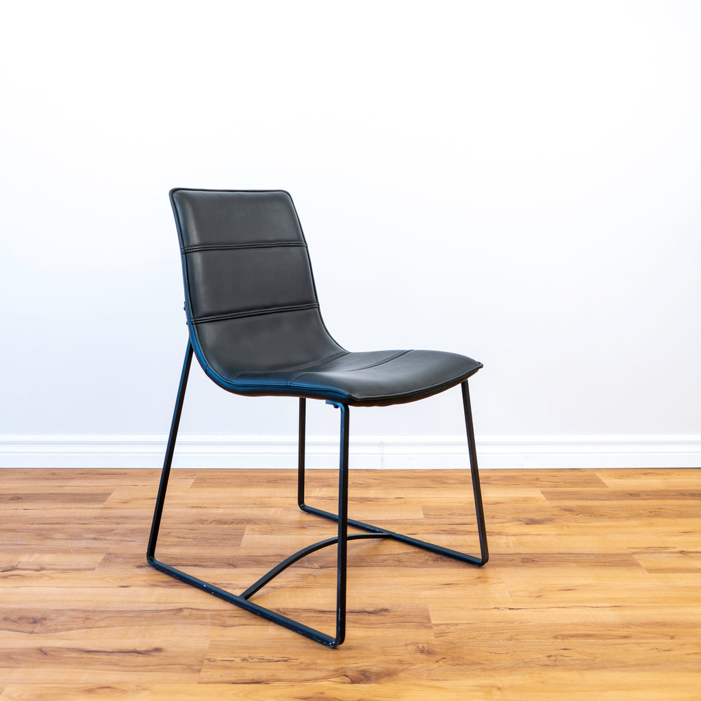 Foster Black Faux Leather Dining Chair with Black Legs