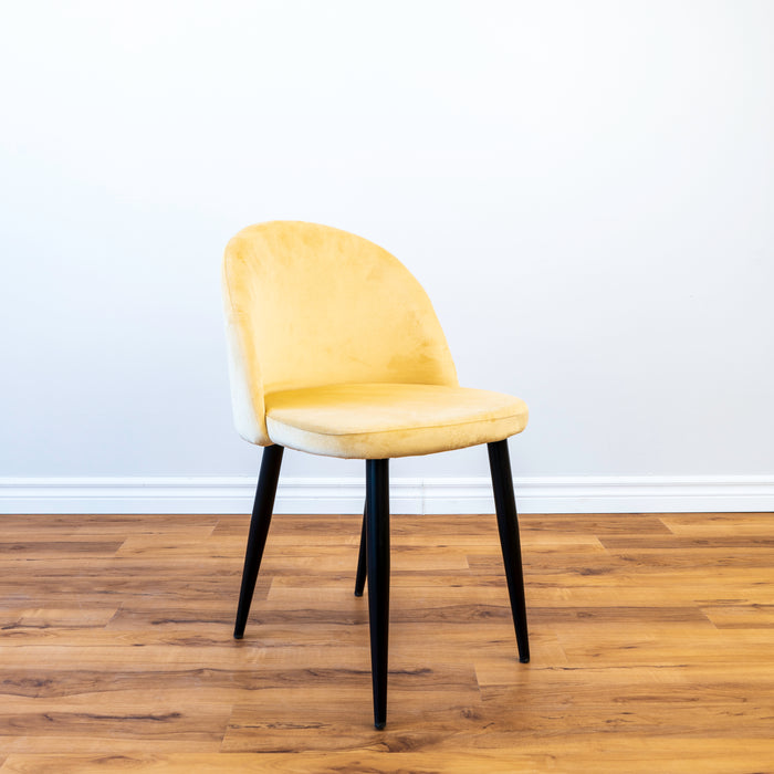 Velvet Dining Chair - Pale Yellow