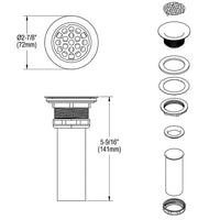 Elkay Drain Fitting Type 304 Stainless Steel Body Grid Strainer and Brass Tailpiece