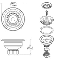 Elkay Polymer Drain Fitting with Removable Basket Strainer and Rubber Stopper Jubilee