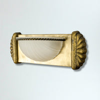 Halogen Wall Light w Glass Shade in Antique Bronze