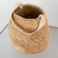 Large Hanging Basket Weaved Cement Pot With Cotton Handle