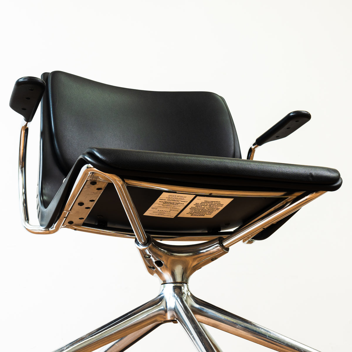 Leather Office Chair - Black - 5 Wheeled Legs