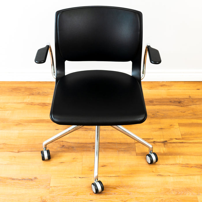 Leather Office Chair - Black - 5 Wheeled Legs