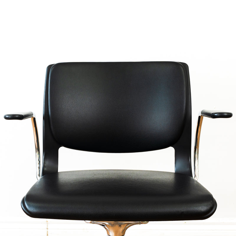 Leather Office Chair - Black - 5 Wheeled Legs