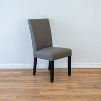 Leather Straight Back Chair in Grey