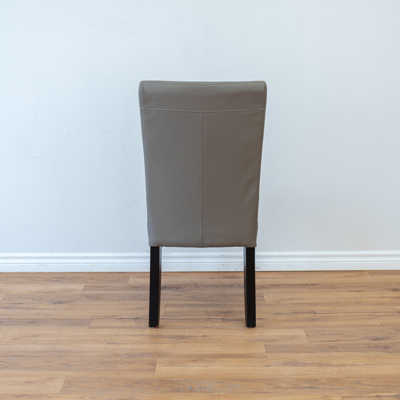 Leather Straight Back Chair in Grey