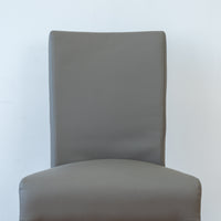 Leather Straight Back Chair in Grey