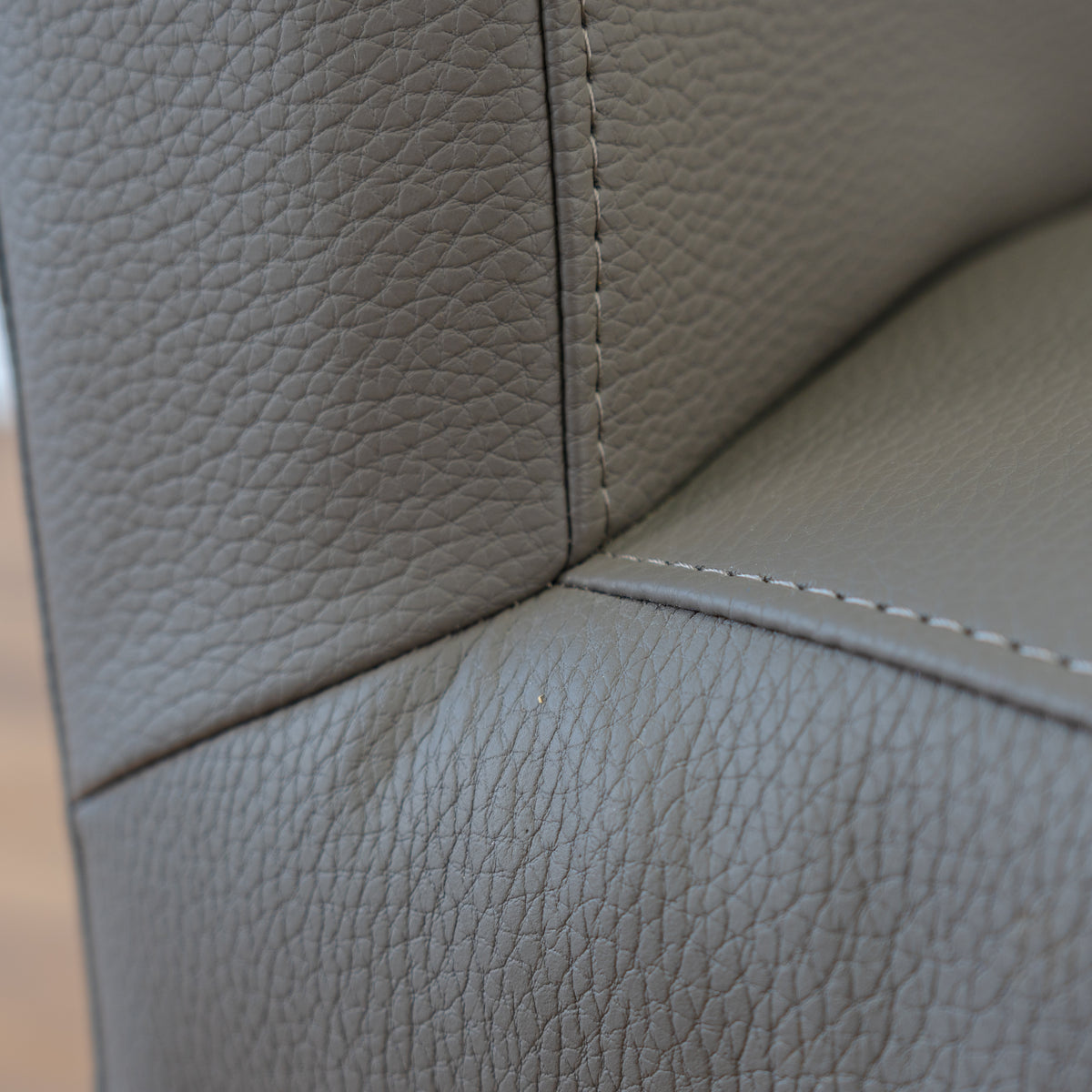 Leather Straight Back Chair in Grey