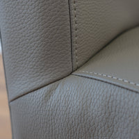 Leather Straight Back Chair in Grey