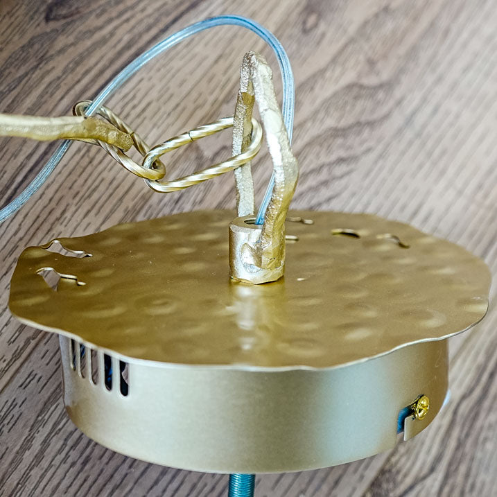 9-Inch W – Rustic Gold Branch-Style Pendant with Frosted Glass Shade