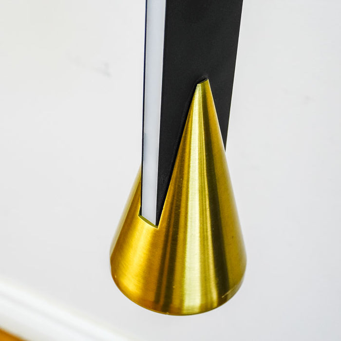 Black & Gold LED Pendant Light, Slim Rectangular Conical Accent