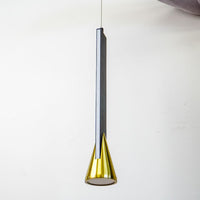 Black & Gold LED Pendant Light, Slim Rectangular Conical Accent