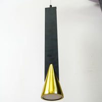 Black & Gold LED Pendant Light, Slim Rectangular Conical Accent