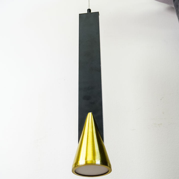 Black & Gold LED Pendant Light, Slim Rectangular Conical Accent