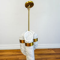 10-Inch W – 6-Light Marble and Gold Cylinder Pendant