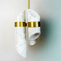 10-Inch W – 6-Light Marble and Gold Cylinder Pendant