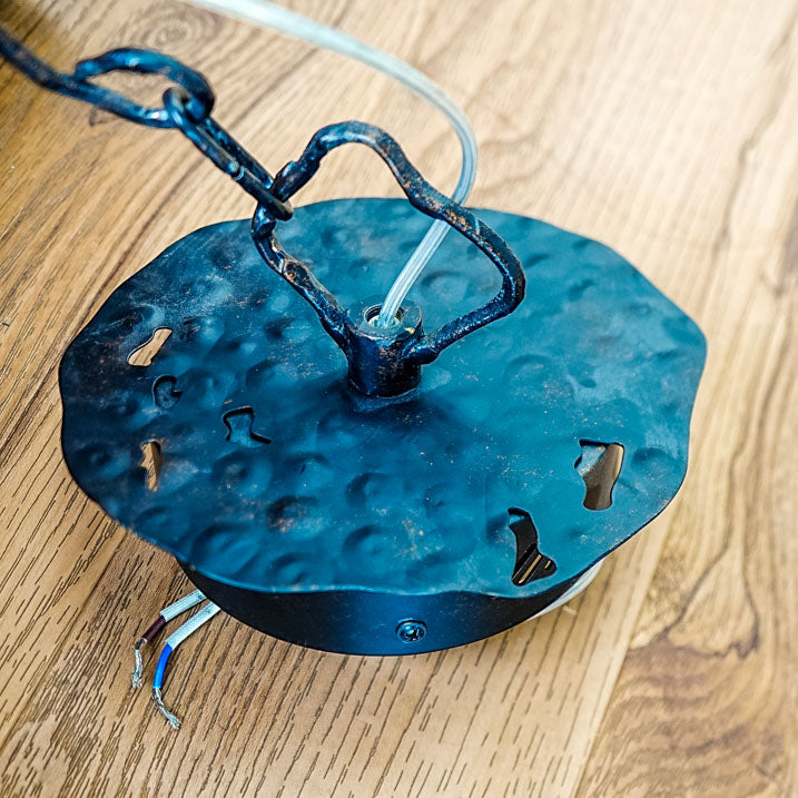 18-Inch W – Rustic Black Branch-Style Pendant with Frosted Glass Shade