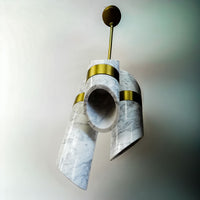 10-Inch W – 6-Light Marble and Gold Cylinder Pendant
