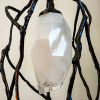 18-Inch W – Rustic Black Branch-Style Pendant with Frosted Glass Shade
