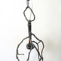 18-Inch W – Rustic Black Branch-Style Pendant with Frosted Glass Shade