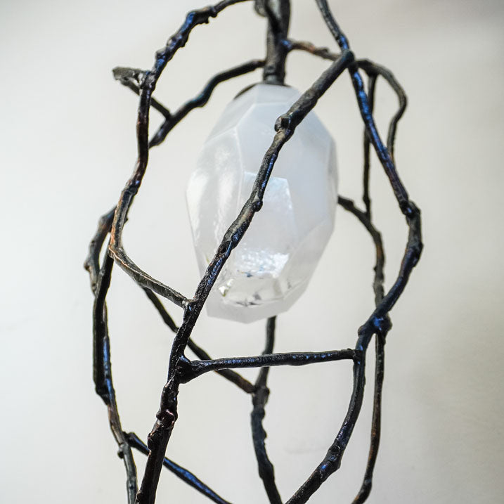 18-Inch W – Rustic Black Branch-Style Pendant with Frosted Glass Shade