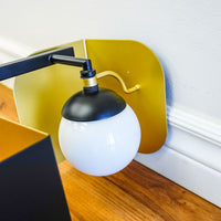 5-Light Cornice Wall Sconce with Black/Gold Accents and White Globes