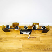 5-Light Cornice Wall Sconce with Black/Gold Accents and White Globes