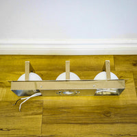 18-Inch W – 3-Light Chrome Wall Sconce with White Globe Shades